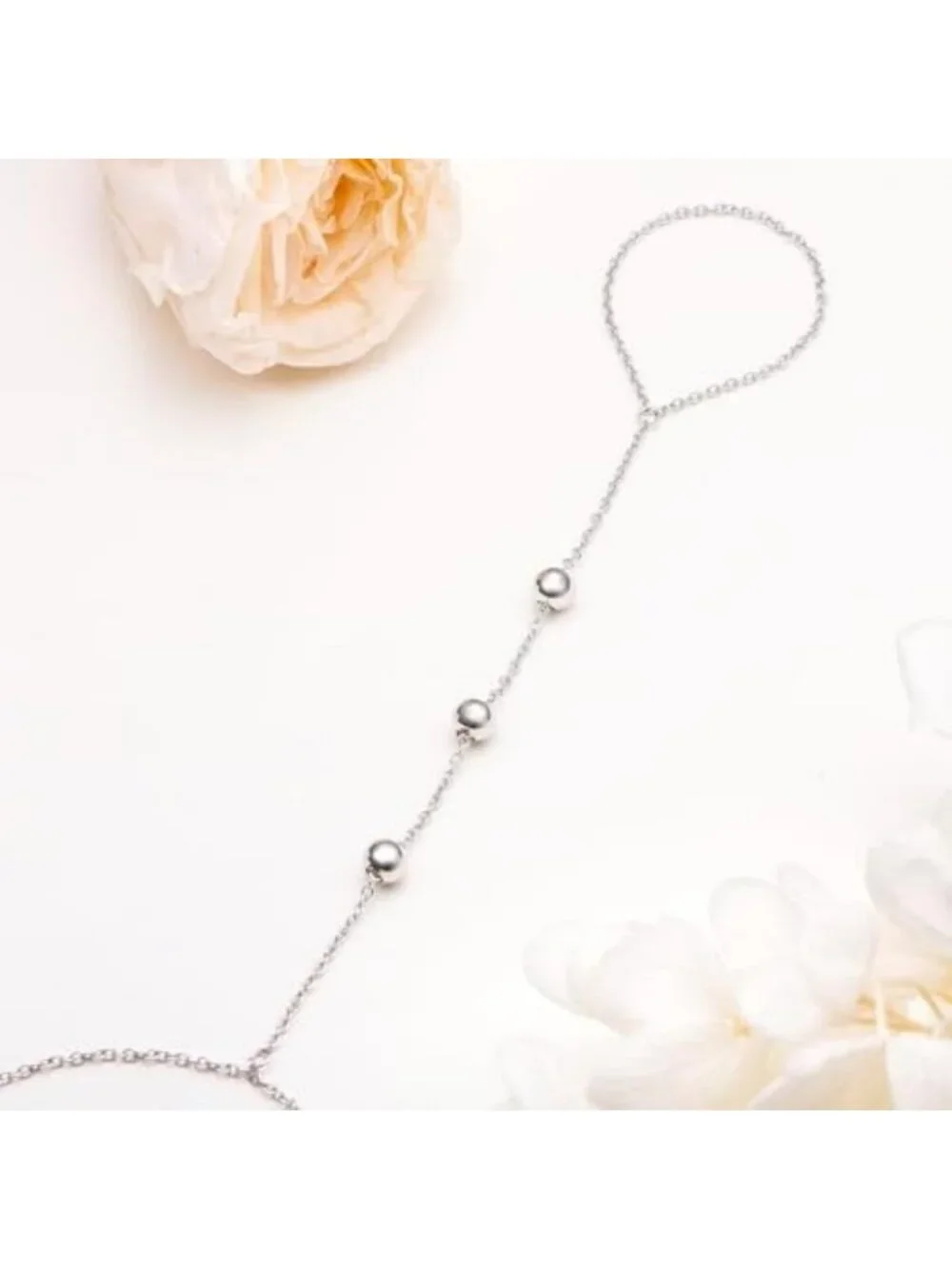 Adjustable S925 Sterling Silver Finger Ring Bracelet Chain for Women - Stylish